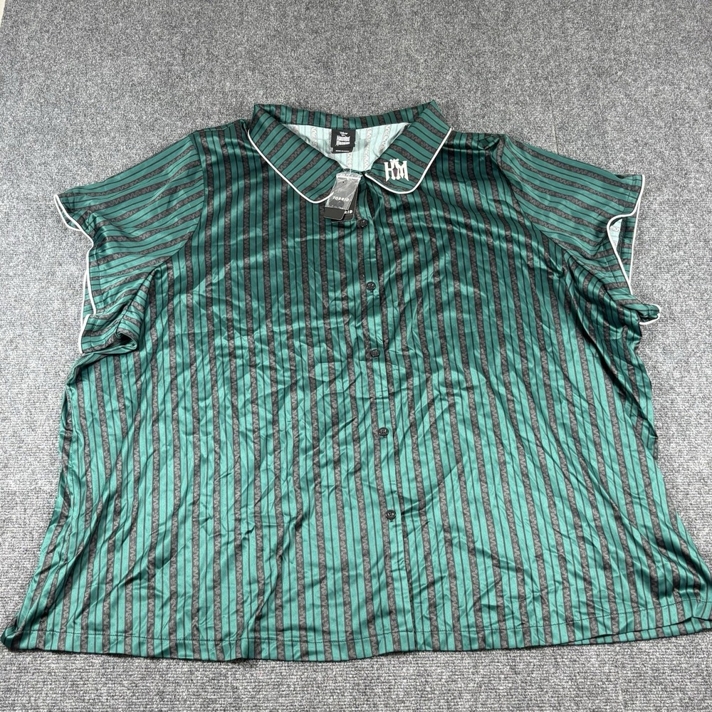 Torrid x Disney Haunted Mansion Satin Green Black Striped Sleep Top Plus Size 6x